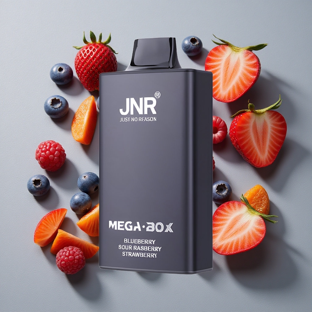 Arándano Agrio Frambuesa Fresa JNR Mega Box 25000 Caladas Vape Desechable 30ml Capacidad de Líquido Tipo-C Carga Rápida
