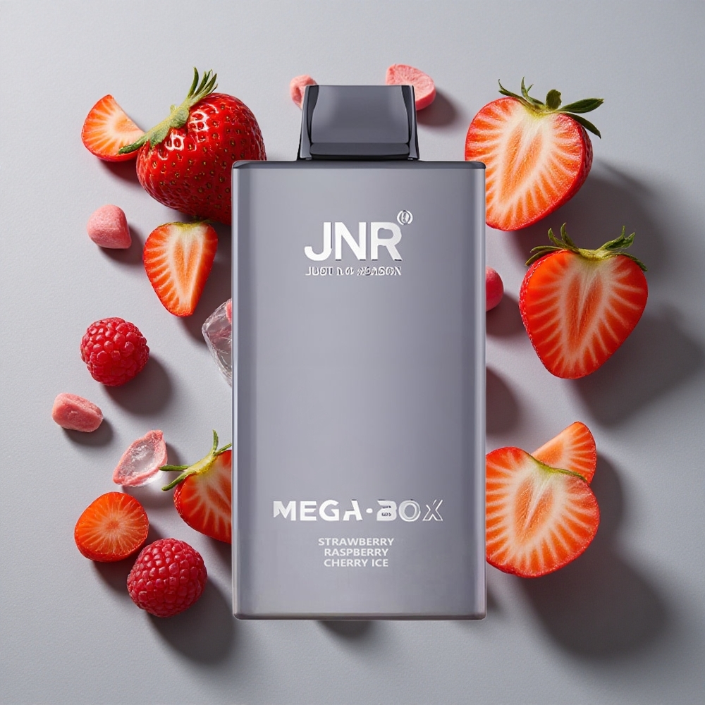 Fresa Frambuesa Cereza Hielo JNR Mega Box 25000 Puffs Vape Desechable con 30ml de Líquido y Carga Rápida Type-C
