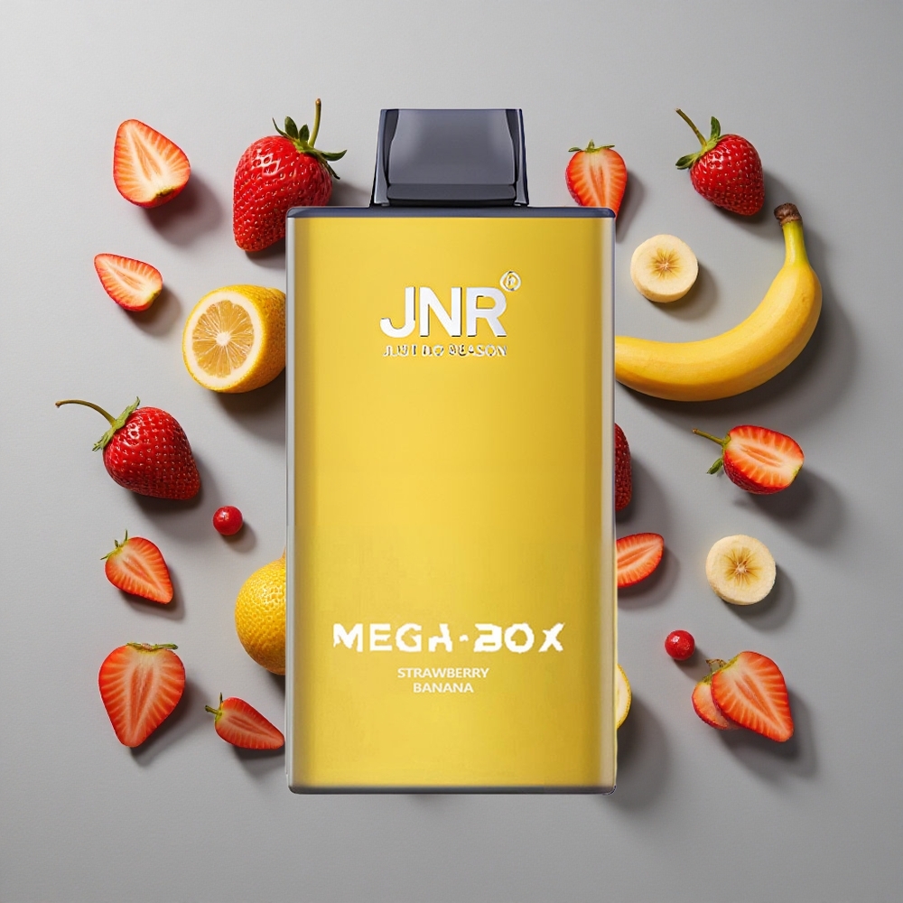 Fresa Plátano JNR Mega Box 25000 Caladas Vape Desechable con 30ml de Capacidad de Líquido y Tipo-C de Carga Rápida