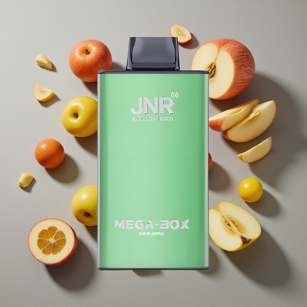 Manzana Ácida JNR Mega Box 25000 Puffs Vape Desechable 30ml Capacidad de E-líquido y Tipo-C Carga Rápida