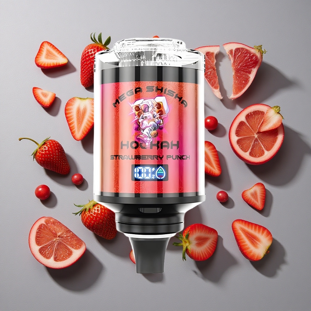 Fresa Punch JNR Mega Shisha 100K chupadas Pantalla Interactiva Inteligente Batería Recargable 2200mAh