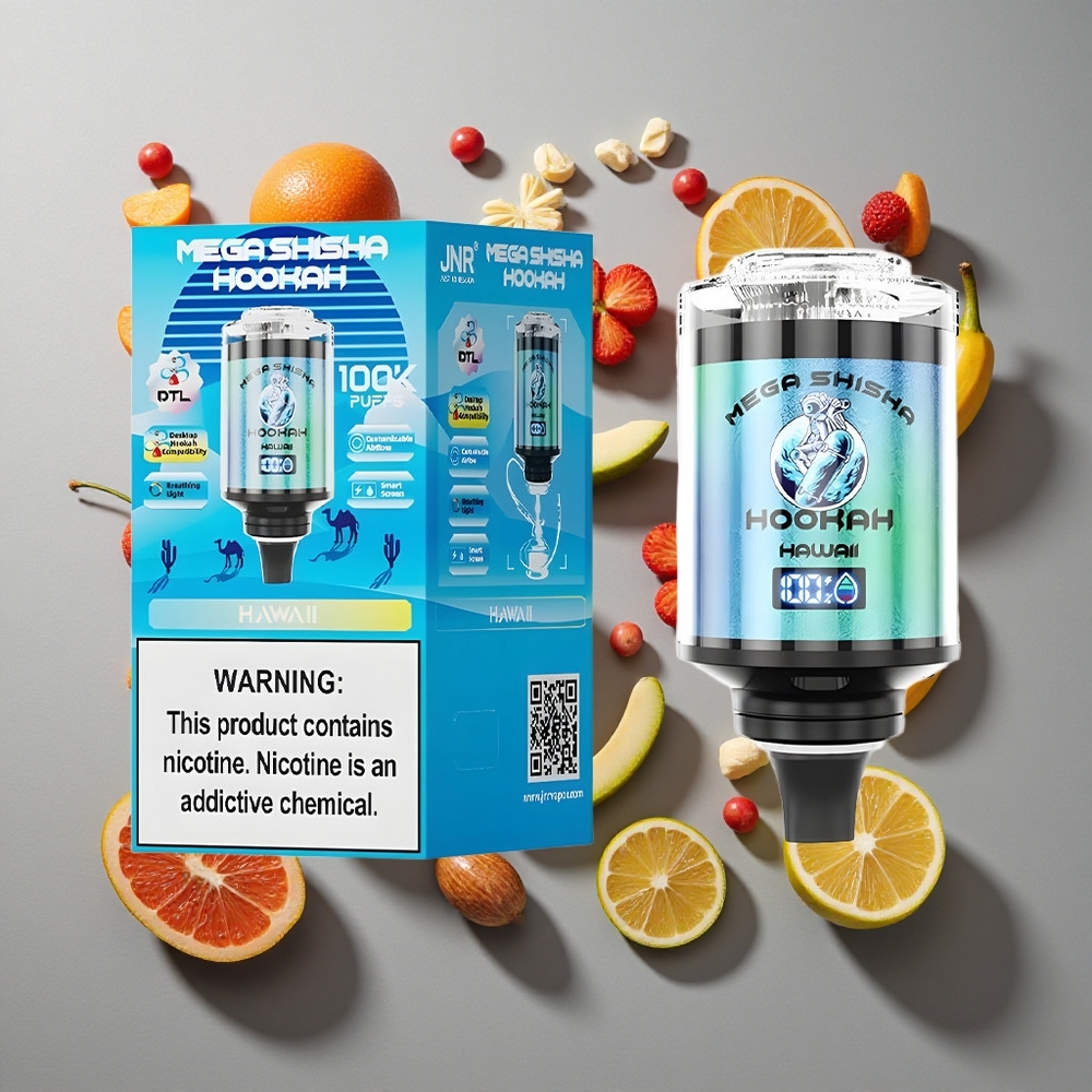 Hawaii JNR Mega Shisha Hookah 100K 2200mAh batería recargable 100.000 caladas Compatibilidad con escritorio