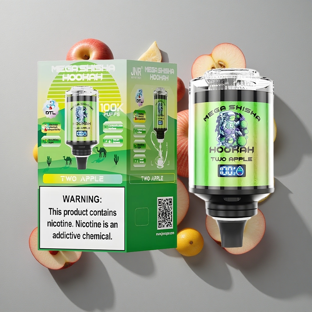 Manzana Dos JNR Mega Shisha Hookah 100K 2200mAh Batería Recargable Pantalla Inteligente Interactiva