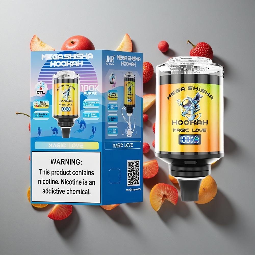 Mega Amor JNR Mega Shisha Hookah 100K Chupadas Pantalla Inteligente Interactiva 2200mAh Batería Recargable