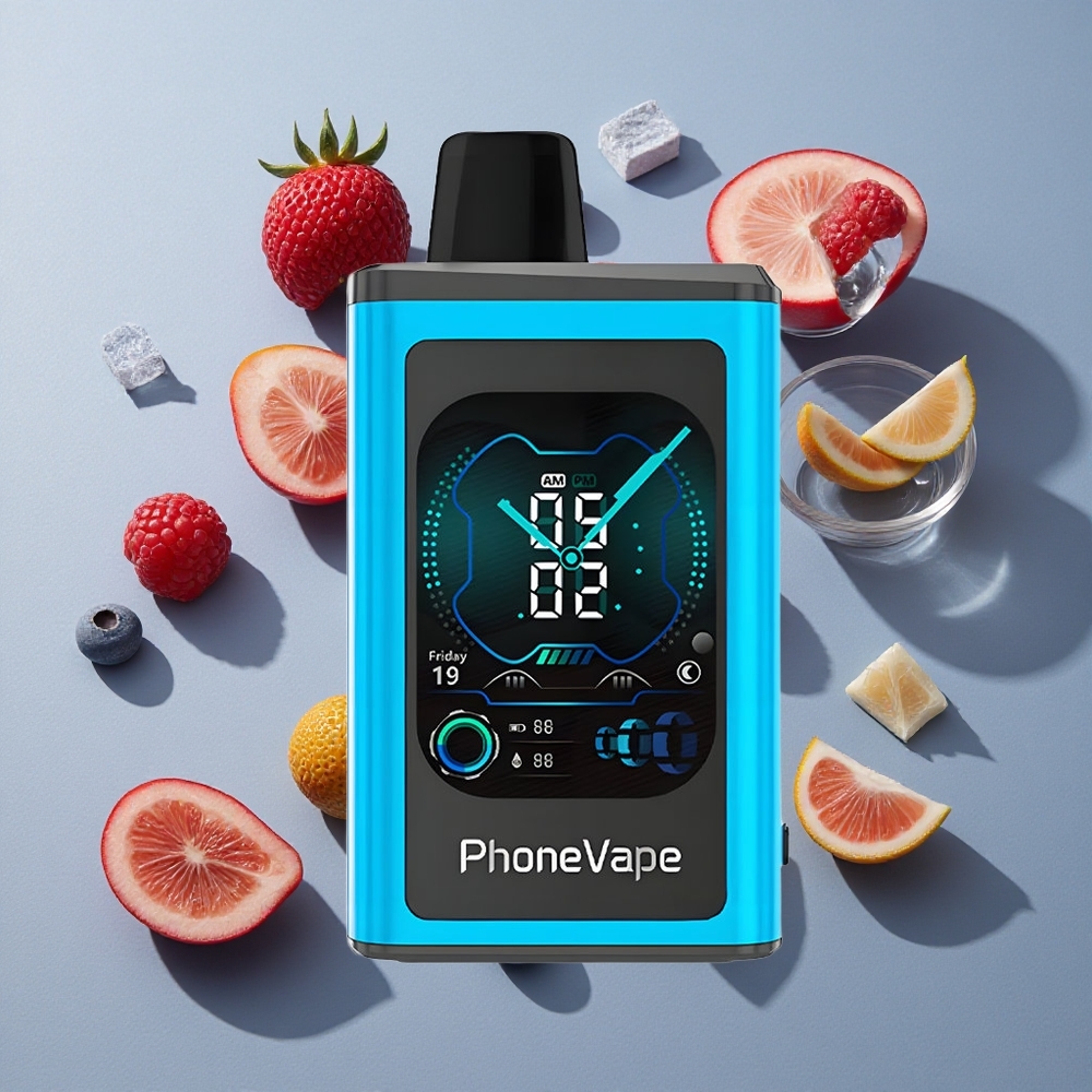 Azul Frambuesa Hielo JNR PhoneVape 30000 chupadas Desechable Pantalla Completa 2% 5% Nicotina