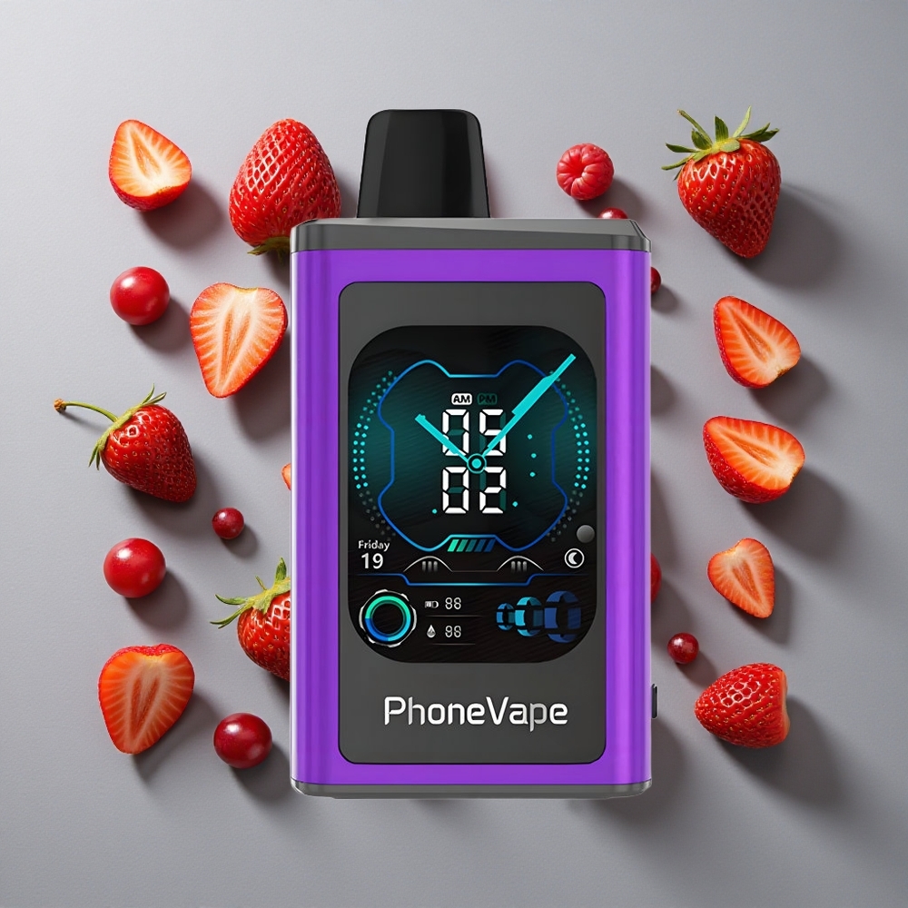 Cereza Fresa Frambuesa JNR PhoneVape 30000 chupadas Vape Desechable con Pantalla Completa y Batería Recargable 850mAh