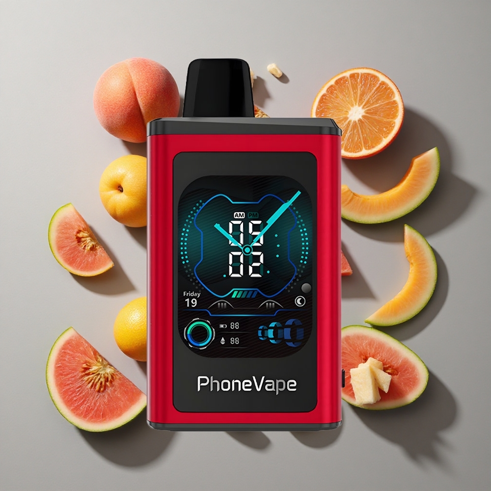 Durazno Mango Sandía JNR PhoneVape 30000 chuffs Batería recargable 850mAh Tipo-C, Pantalla completa