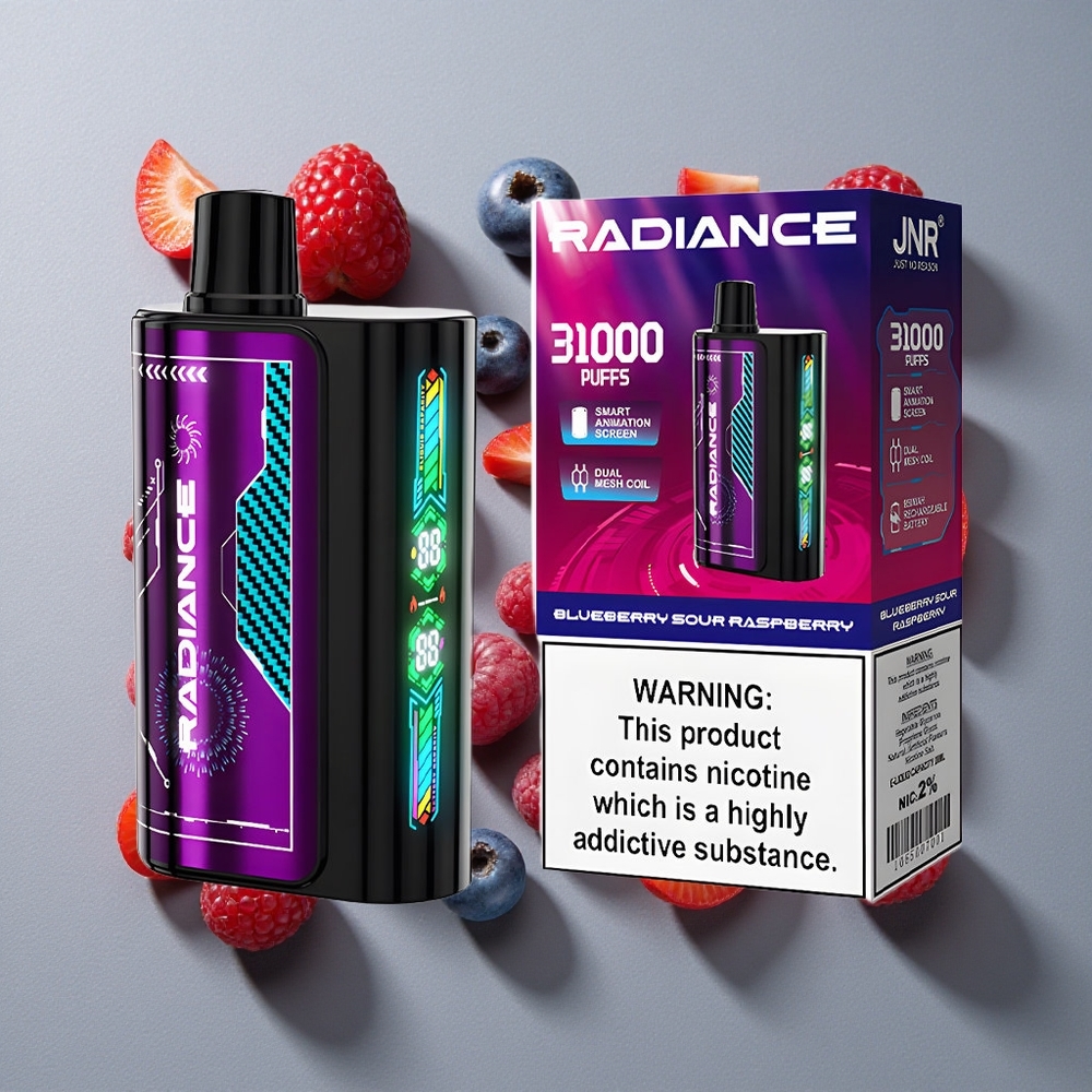 Arándano Azul Frambuesa Agria JNR Radiance 31000 Caladas Vape Desechable con Pantalla de Animación Inteligente