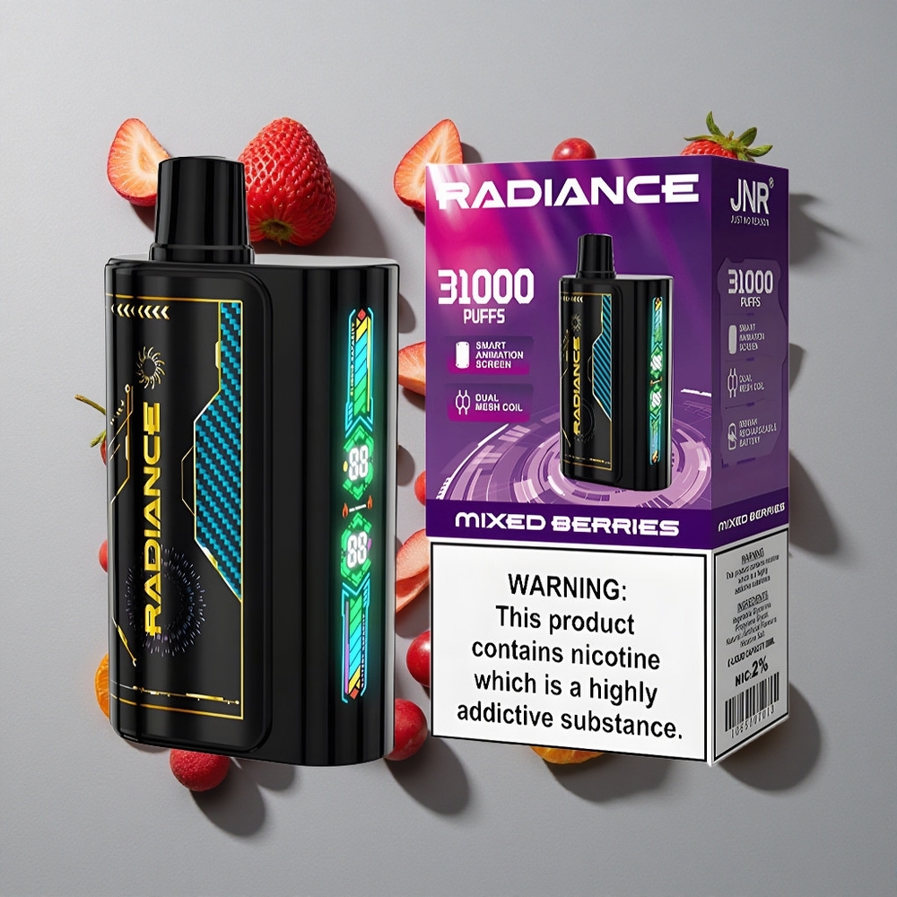 Bayas Mixtas JNR Radiance 31000 Caladas Vape Desechable Pantalla Inteligente 28ml Líquido