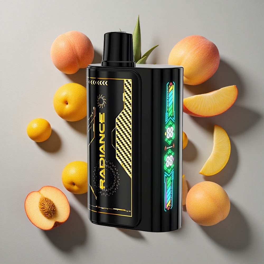 Durazno Mango Piña JNR Radiance 31000 Caladas Vape Desechable con Pantalla de Animación Inteligente y Batería Recargable de 950 mAh