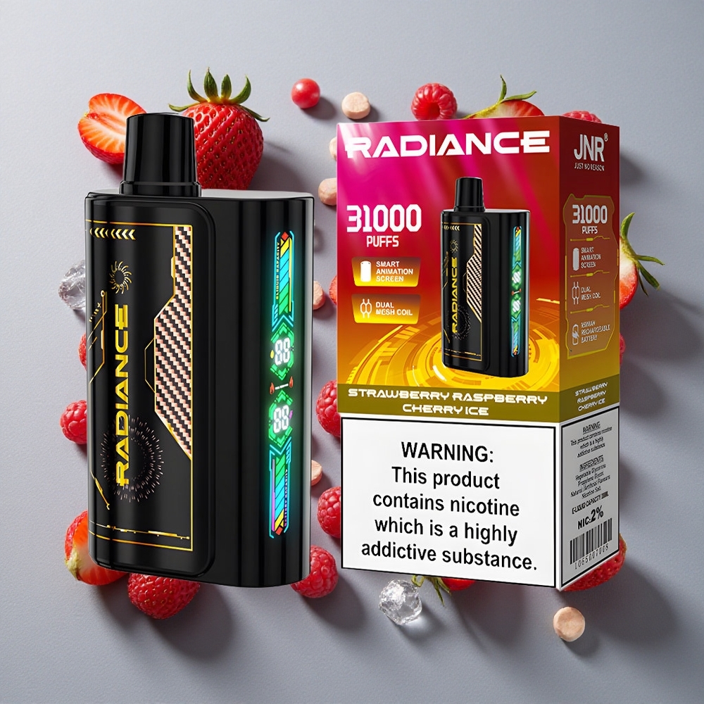 Fresa Frambuesa Cereza Hielo JNR Radiance 31000 Caladas 28ml E-líquido Batería Recargable 950 mAh