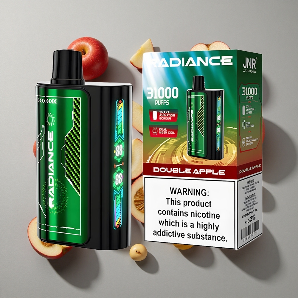Manzana Doble JNR Radiance 31000 Puffs Vape Desechable con Pantalla de Animación Inteligente y Batería Recargable de 950 mAh