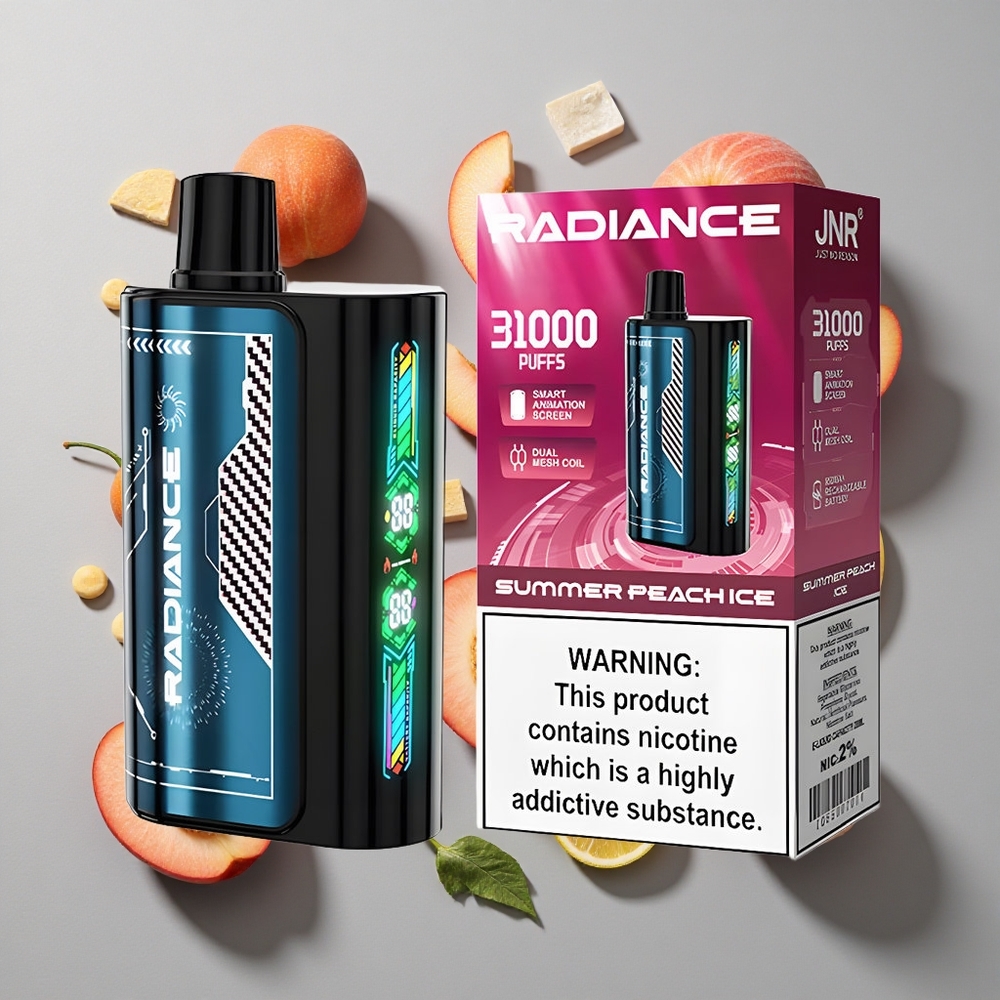 Melocotón de Verano y Hielo JNR Radiance 31000 Caladas Vape Desechable con Pantalla de Animación Inteligente