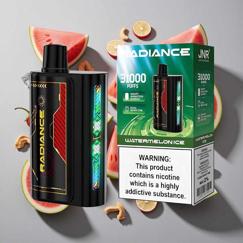 Sandía Hielo JNR Radiance 31000 Caladas Vape Desechable Pantalla Inteligente Animada Batería Recargable 950 mAh