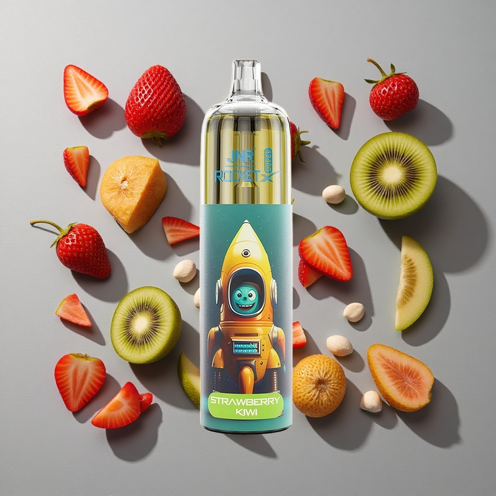 Fresa Kiwi JNR Rocket-X 12400 Puffs Vape Desechable con 25ml de Capacidad de e-Líquido y Carga Rápida Type-C