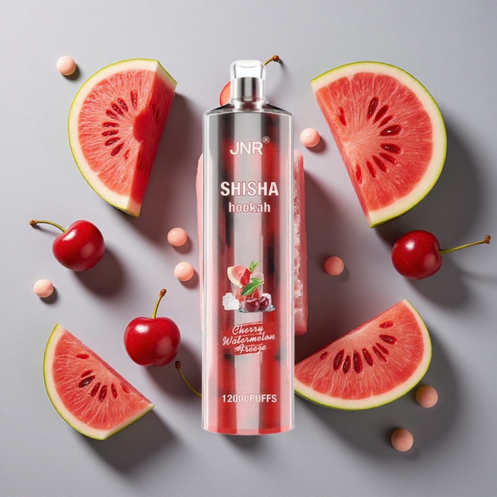 Cereza Sandía Congelada JNR Shisha Hookah 12000 Puffs con capacidad de batería de 750mAh y capacidad de líquido de 24ml