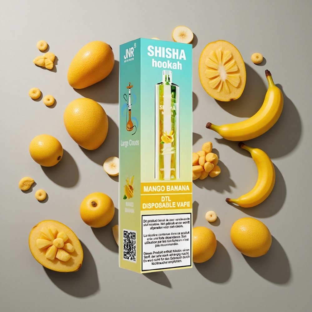 Mango Banana JNR Shisha Hookah 12000 Puffs con capacidad de batería de 750mAh y capacidad de e-líquido de 24ml