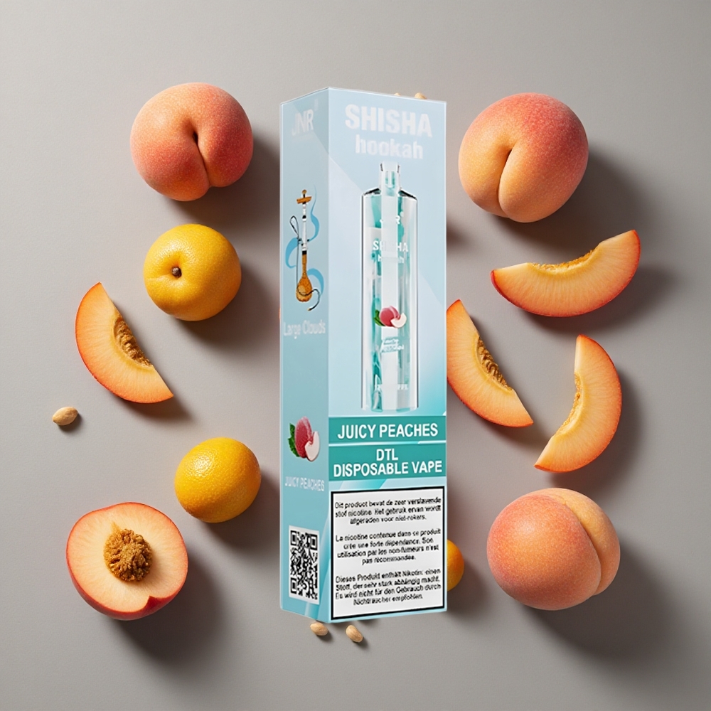 Melocotones Jugosos JNR Shisha Hookah 12000 Caladas con Capacidad de Batería de 750mAh y Capacidad de E-líquido de 24ml