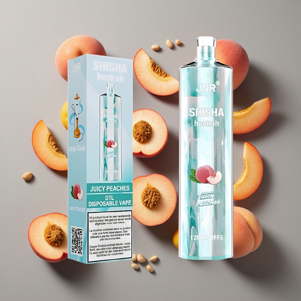 Melocotones Jugosos JNR Shisha Hookah 12000 Caladas con Capacidad de Batería de 750mAh y Capacidad de E-líquido de 24ml