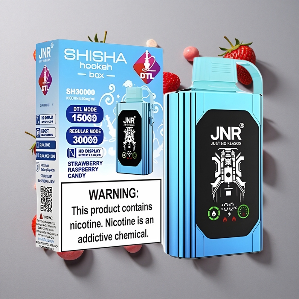 Fresa Frambuesa Caramelo JNR Shisha Hookah Box 20500 Puffs con Pantalla HD y Batería 1000mAh