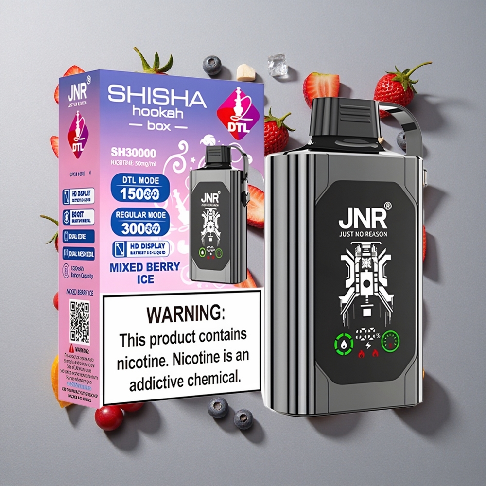 Mezcla de Bayas Hielo JNR Shisha Hookah Box 20500 Caladas Pantalla HD Dual Mesh Coil & Dual Core