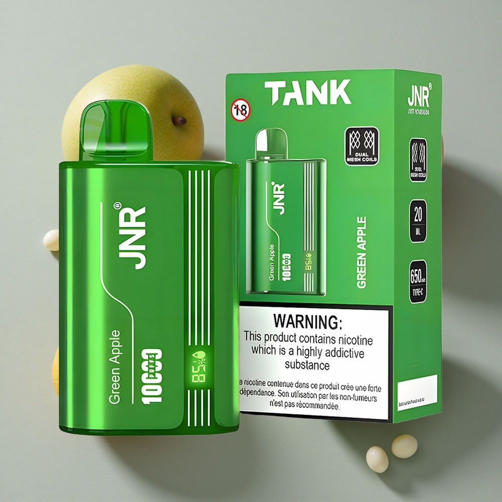 Manzana Verde Melocotón Pera JNR Tank 10000 Puffs Digital Display Carga Rápida Type-C