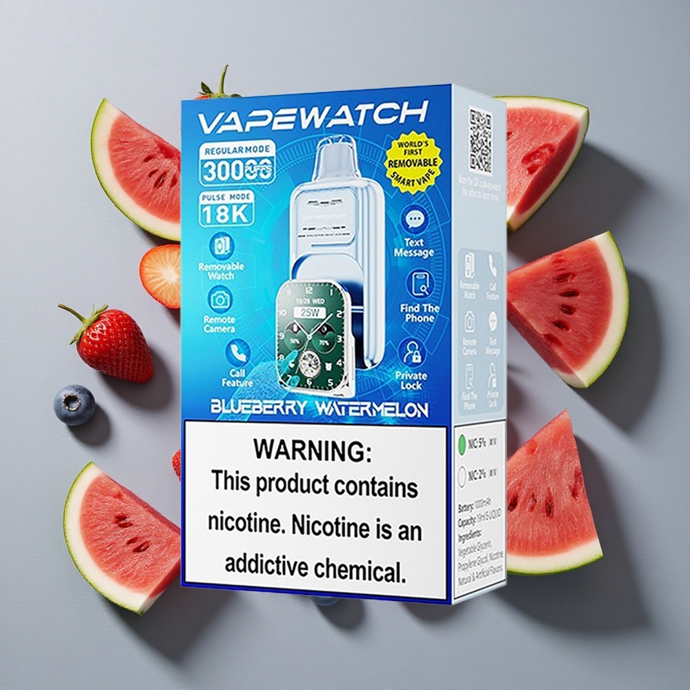 Arándano Sandía JNR Vape Watch 30.000 caladas Capacidad de batería: 1000mAh Capacidad de e-líquido: 19mL