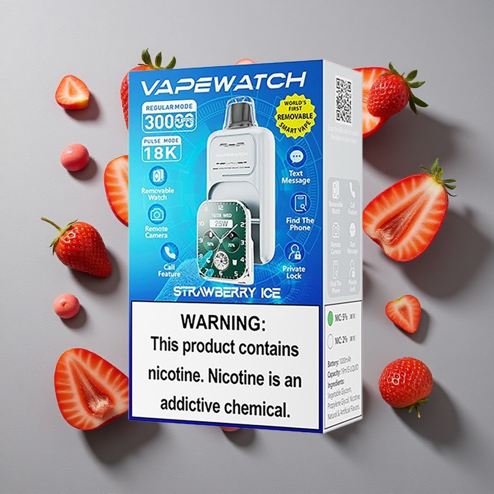 Fresa Helada JNR Vape Watch 30.000 Caladas Capacidad de Batería: 1000mAh Capacidad de E-líquido: 19mL