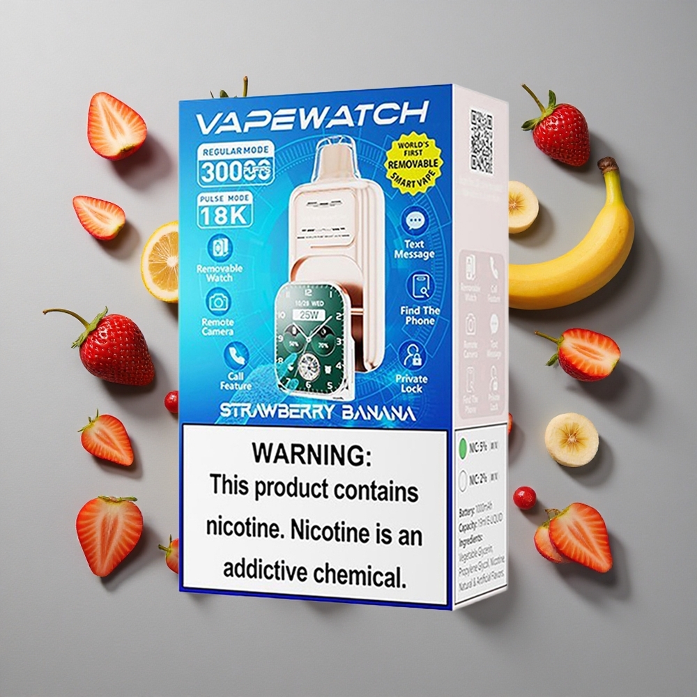 Fresa Plátano JNR Vape Watch 30000 Puffs 19mL Capacidad de e-líquido 5% Contenido de nicotina