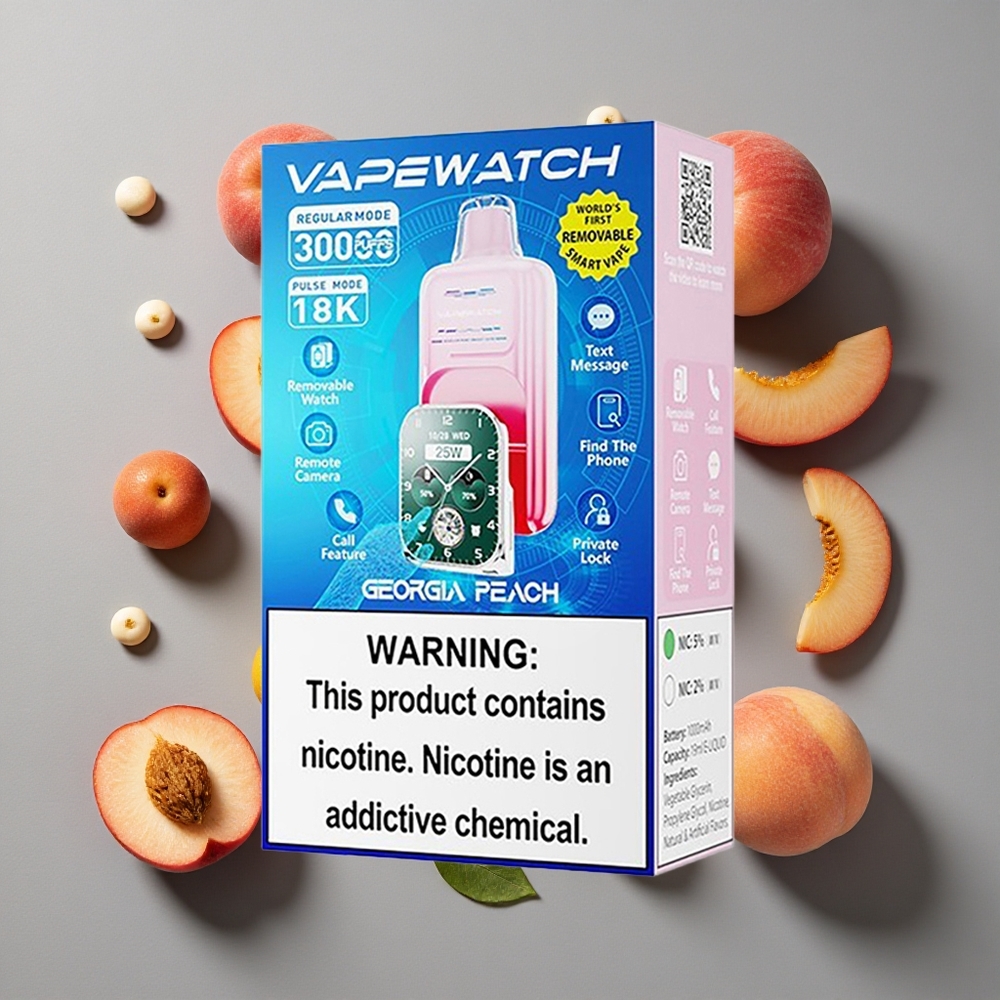 Melocotón de Georgia JNR Vape Watch 30000 Puffs con Capacidad de Batería de 1000mAh y Carga Rápida Tipo-C
