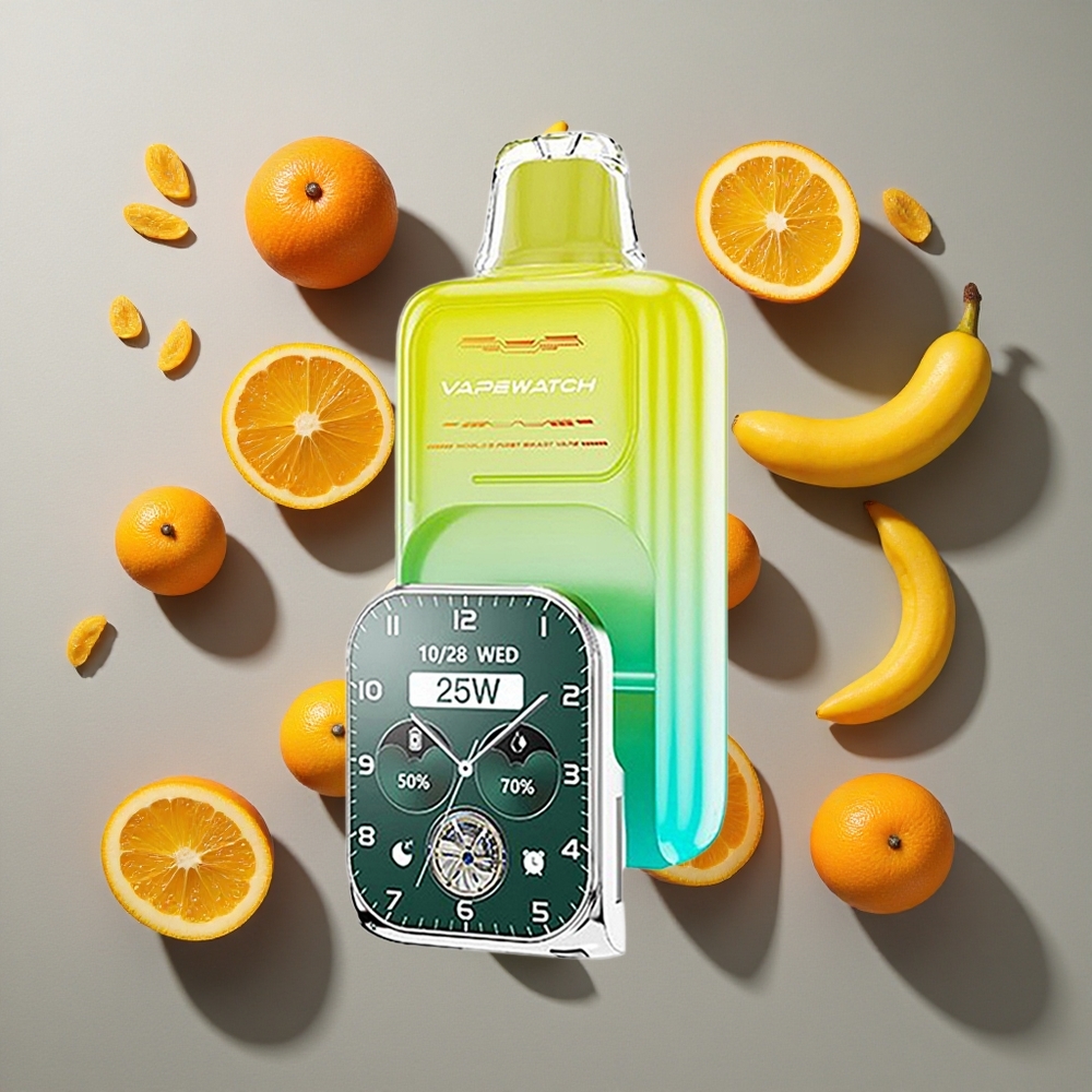 Naranja Mango JNR Vape Watch 30000 Caladas Capacidad de Batería: 1000mAh Tipo de Bobina: Doble Bobina Mesh