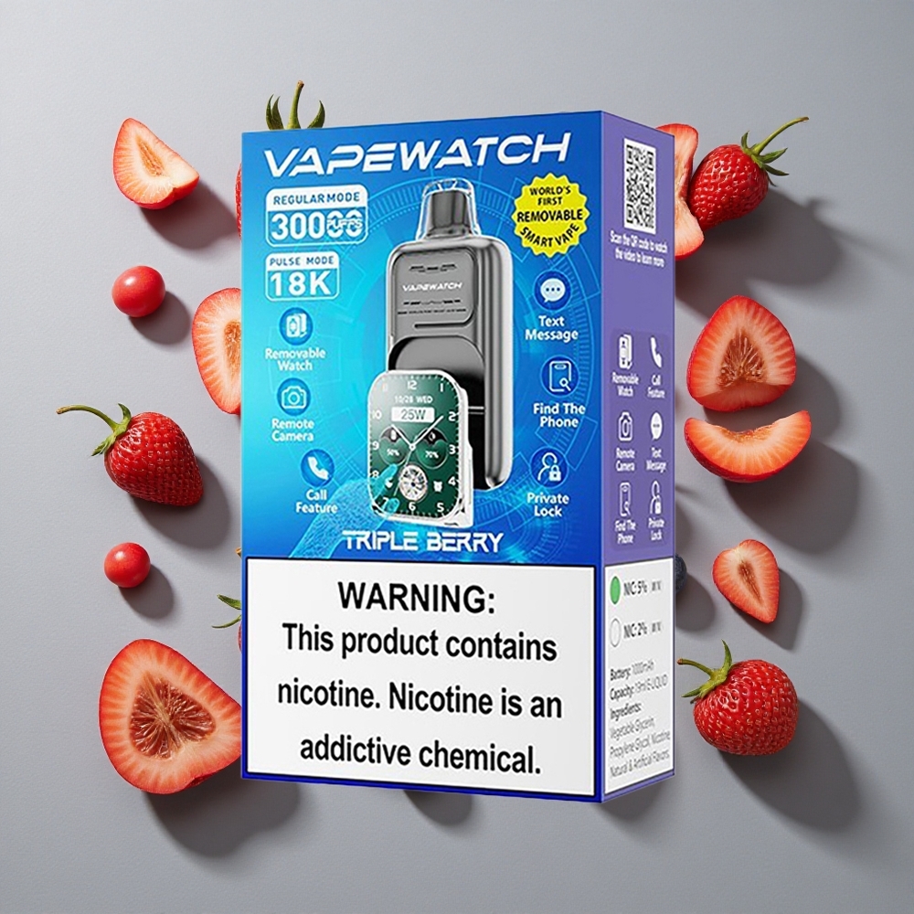 Triple Bayas JNR Vape Watch 30000 Puffs Desechable con Capacidad de Batería 1000mAh y Tipo de Bobina Dual Mesh Coil