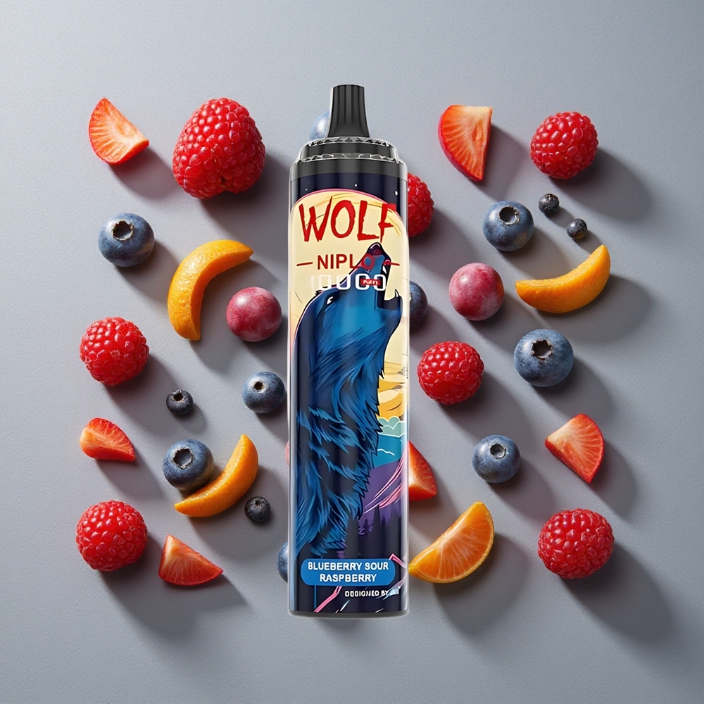 Arándano Agrio Frambuesa JNR Wolf Niplo 10000 Puffs 20ml Capacidad de E-líquido Contenido de Nicotina 0%,2%,5%